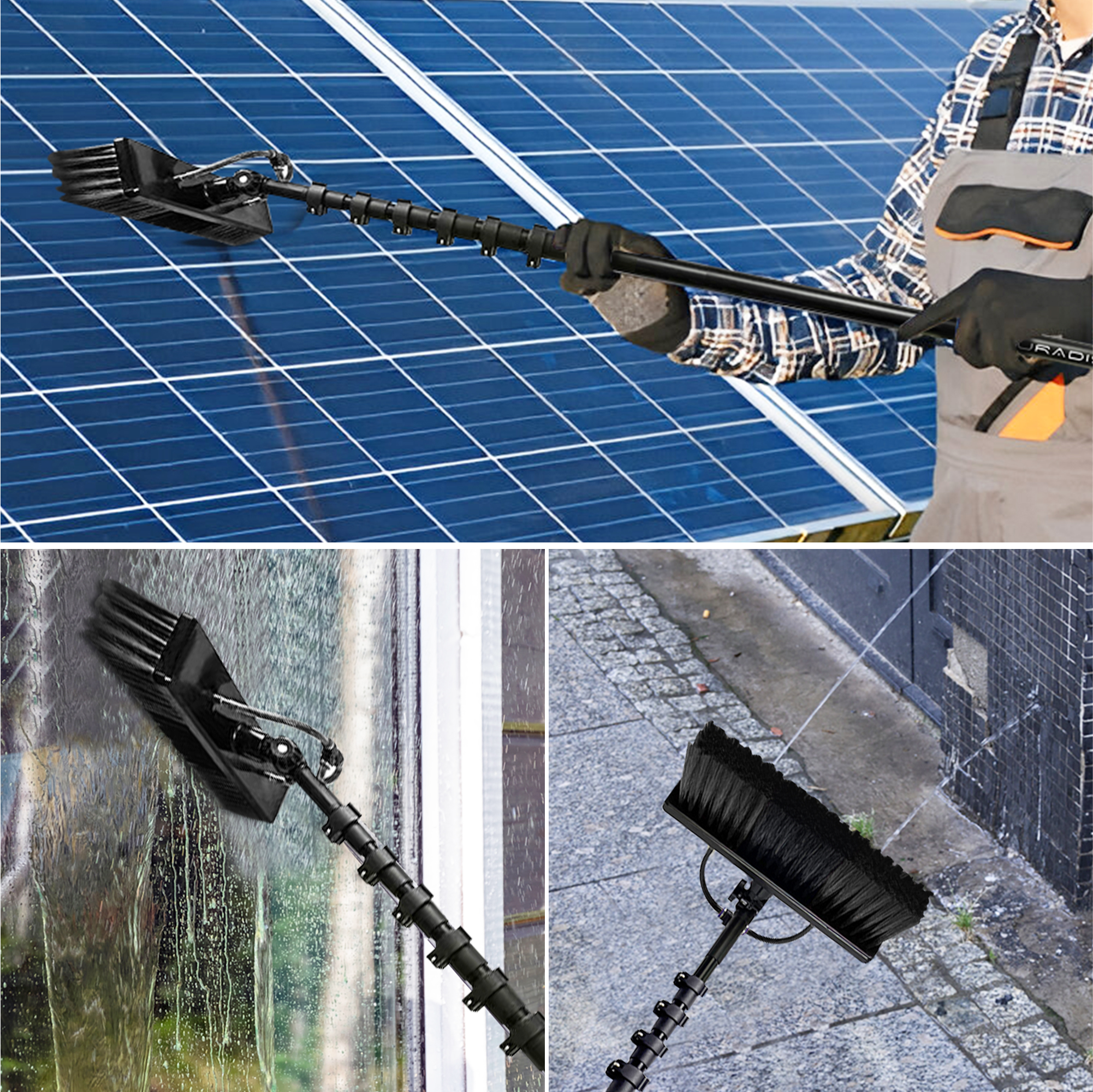 Duradis - 3-in-1 Telescopische wasborstel met waterdoorvoer - 7 meter - Afbeelding 5