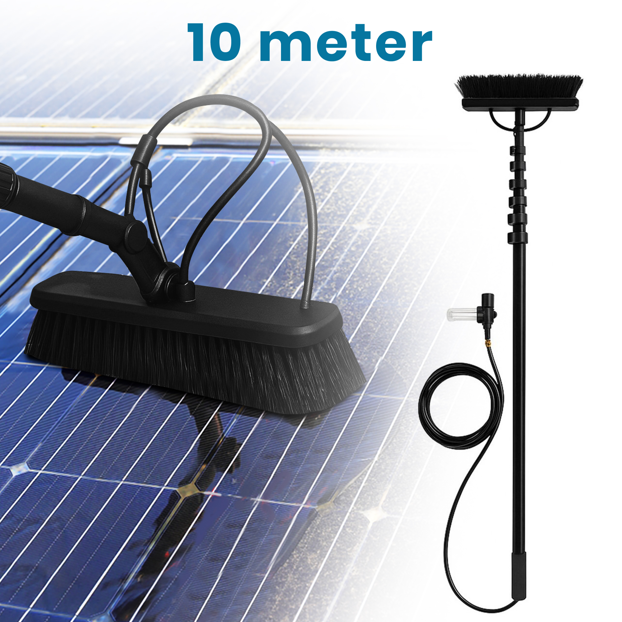 Duradis - 3-in-1 Telescopische wasborstel met waterdoorvoer - 10 meter