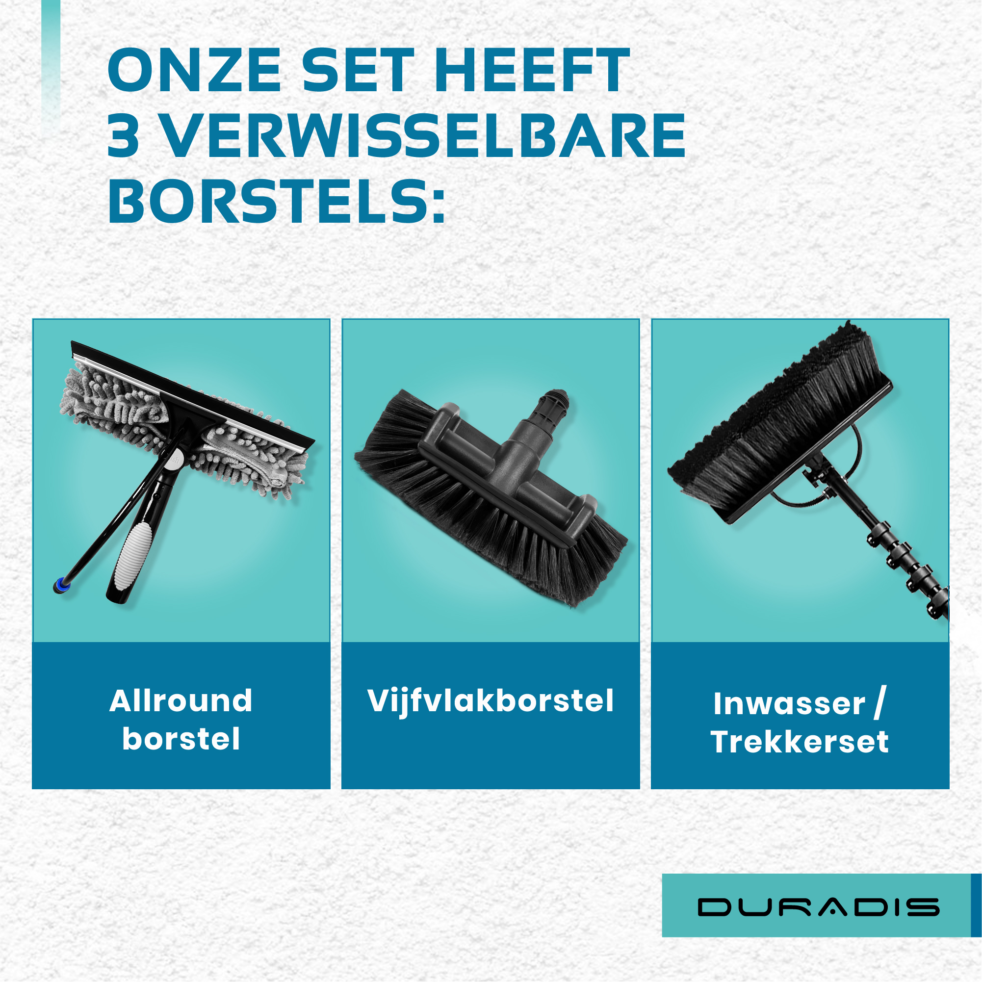 Duradis - 3-in-1 Telescopische wasborstel met waterdoorvoer - 10 meter - Afbeelding 2